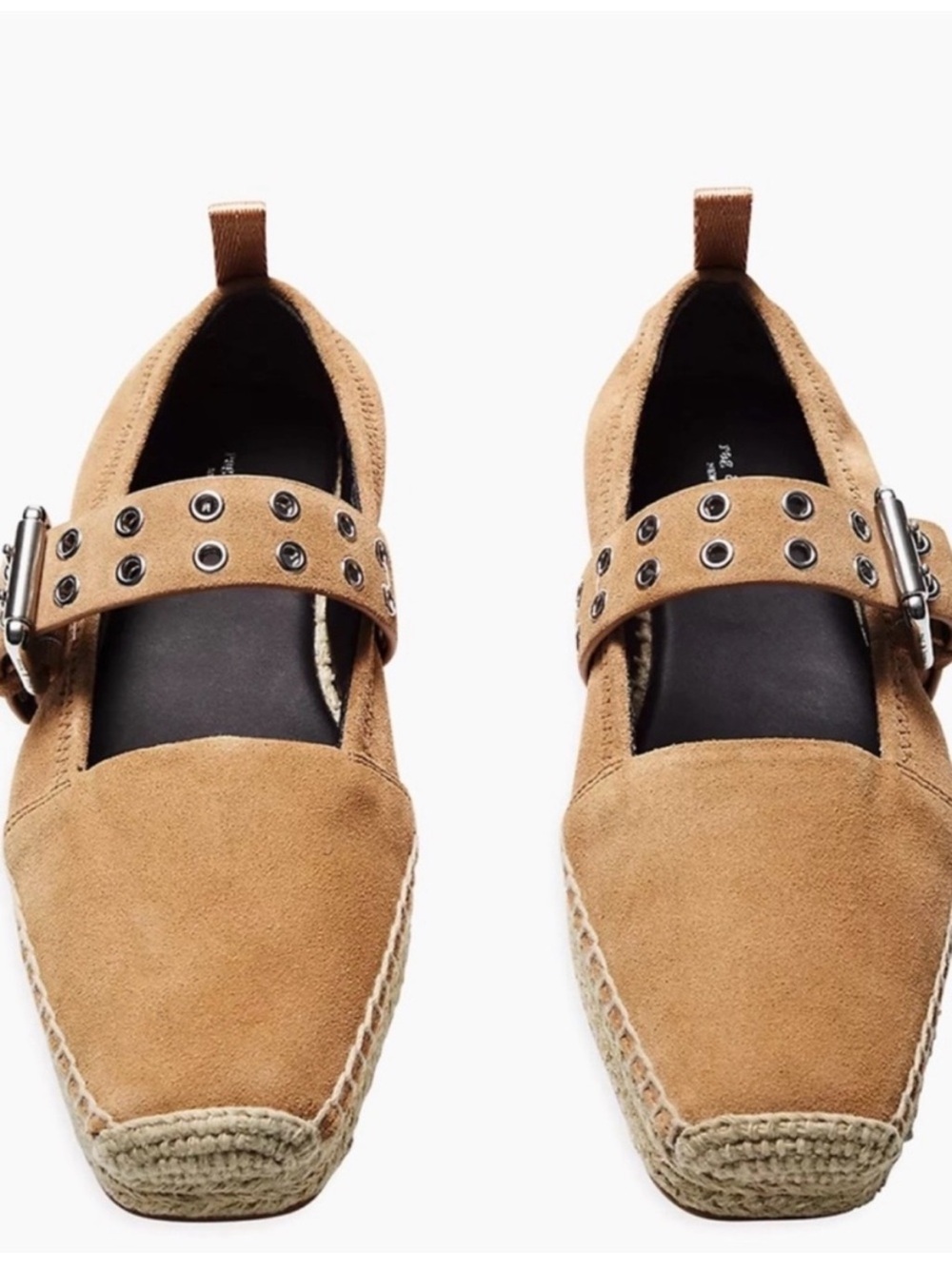 Rag & Bone- Suede Espadrille Mary Jane Flats in Tan